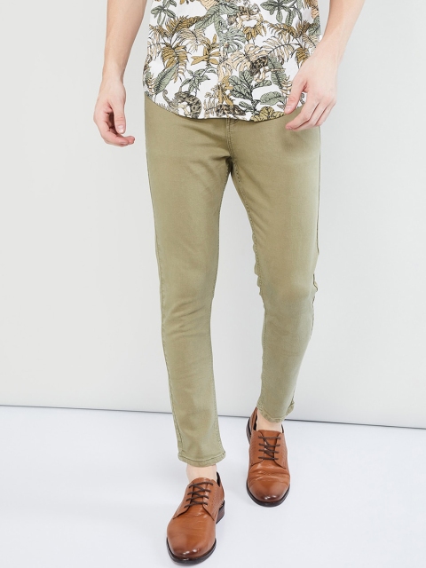 max Men Green Slim Fit Solid Jeans