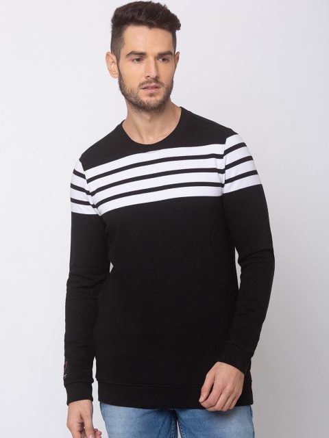 SPYKAR Men Black Striped Sweatshirt