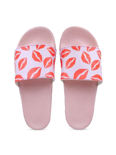 Pampy Angel Women Pink & Red Printed Sliders