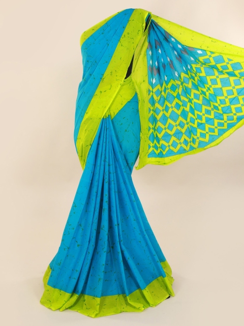 Pothys Blue & Green Pure Cotton Dyed Saree