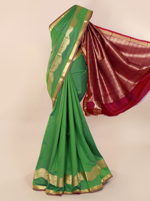 Pothys Green & Maroon Art Silk Woven Design Saree
