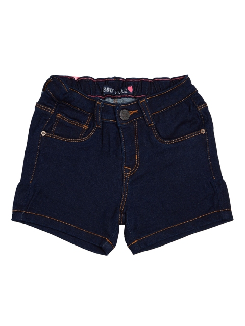 VITAMINS Girls Blue Solid Regular Fit Denim Shorts