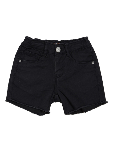 VITAMINS Girls Black Solid Regular Fit Regular Shorts