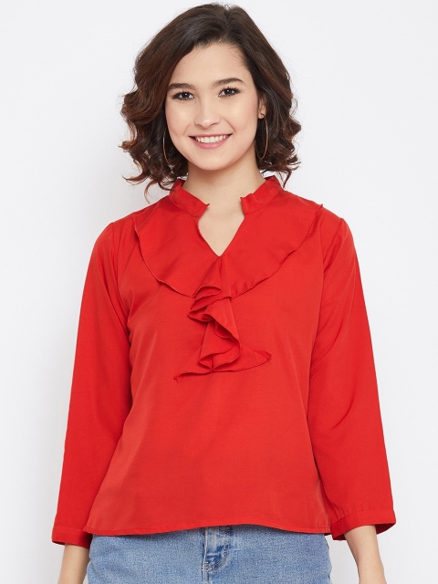 U&F Women Red Solid Top