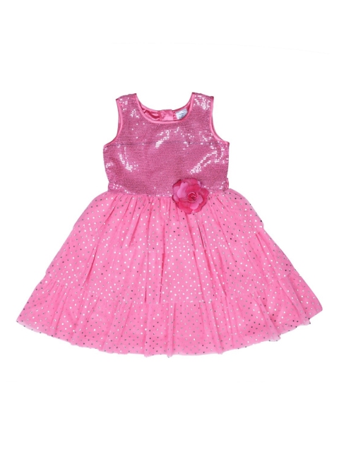 Doodle Girls Pink Embellished Fit and Flare Dress