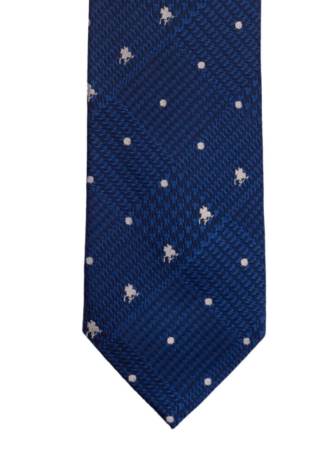The Tie Hub Blue & White Woven Design Broad Tie