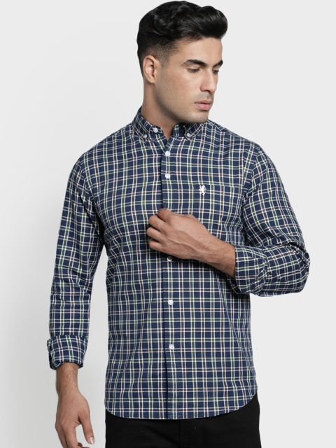 Red Tape Men Navy Blue Regular Fit Checked Casual Shirt
