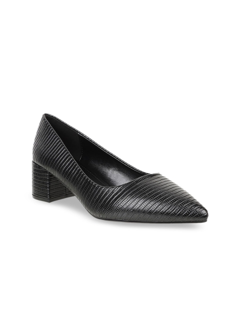 Flat n Heels Women Black Striped Pumps