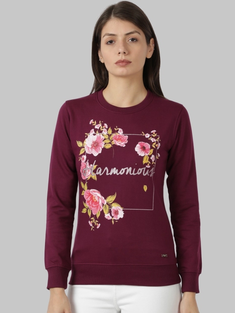 Park Avenue Woman Women Purple & Pink Printed Sweatshirt