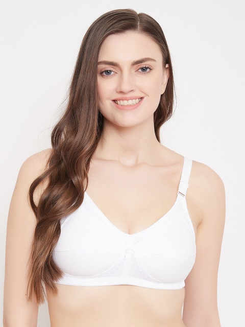 Klassik White Solid Non-Padded Non-Wired Everyday Bra-KLWHTFLT