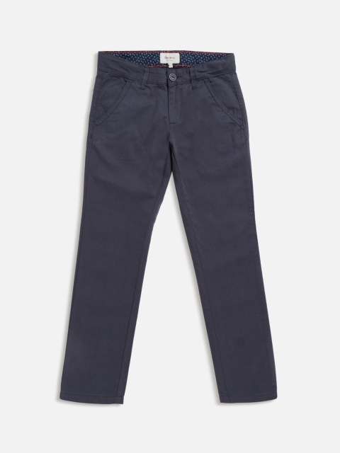 Pepe Jeans Boys Navy Blue Regular Fit Cotton Solid Chinos