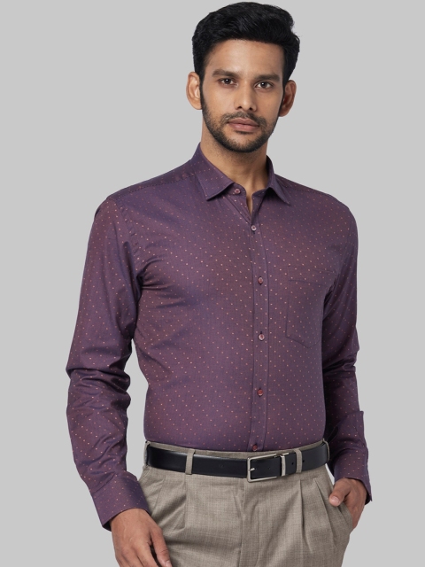 Park Avenue Men Purple & Orange Slim Fit Self Design Casual Shirt