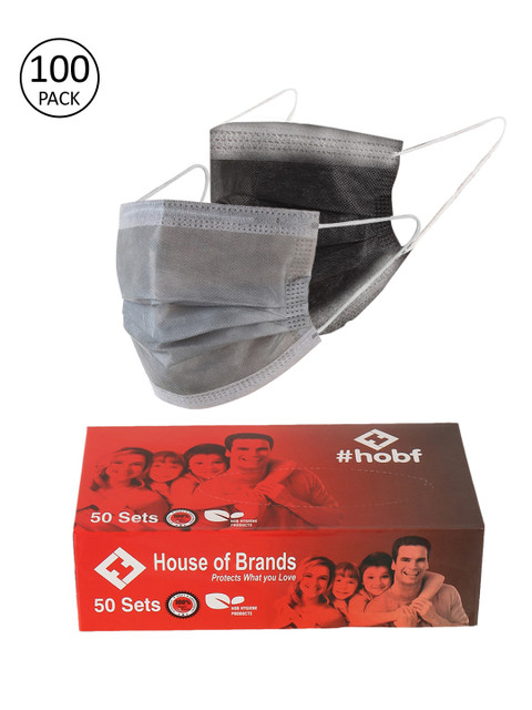 LONDON FASHION hob Unisex Pack Of 100 3-Ply Protective Outdoor Mask With Nose Pin, Grey
LONDON FASHION hob Unisex Pack Of 100 3-Ply Protective Outdoor Mask With Nose Pin, Grey