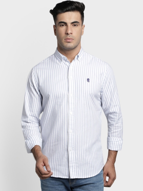 Red Tape Men White Regular Fit Striped Casual Shirt