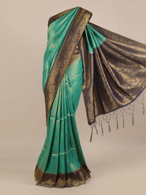 Pothys Green Woven Design Jute Silk Saree with Zari Border
