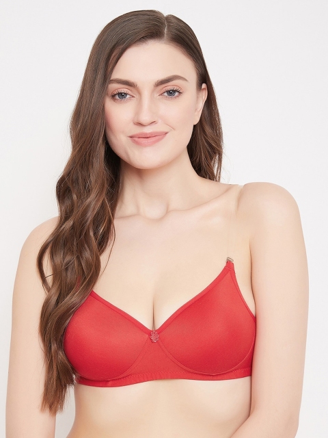Klassik Red Solid Lightly Padded Non-Wired Everyday Bra KLREDK-11
