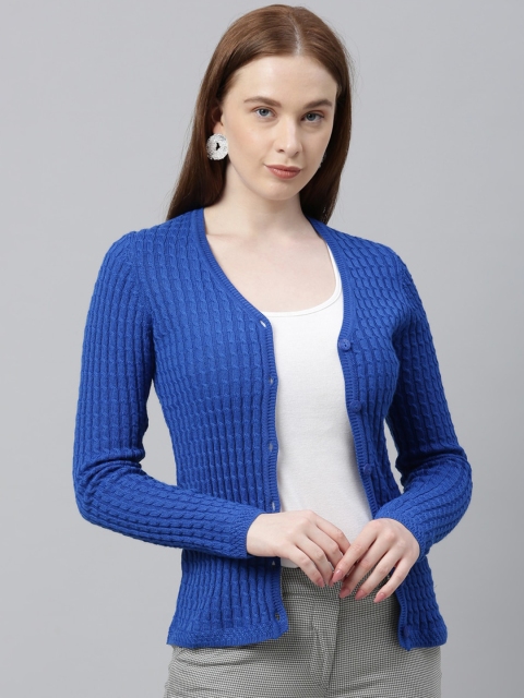 Park Avenue Woman Women Blue Solid Cardigan