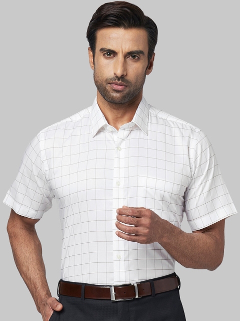 Raymond Men Brown & White Regular Fit Checked Casual Shirt