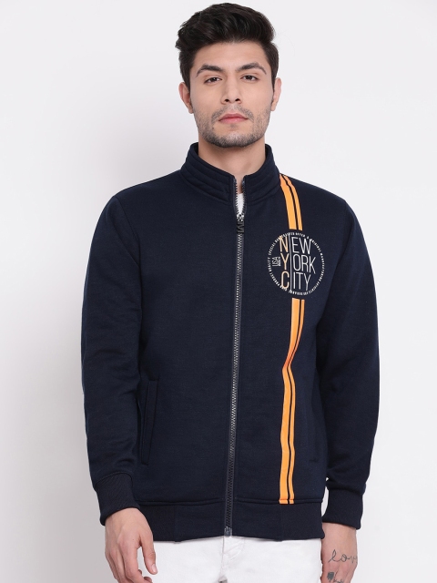 COBB Men Navy Blue & Orange Printed Sweatshirt