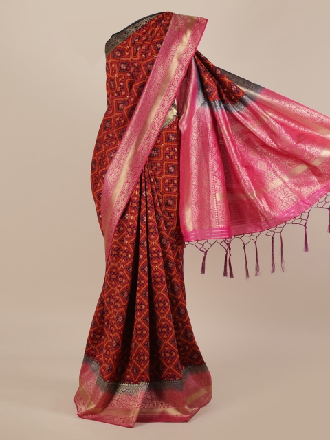Pothys Multicoloured Woven Design Jute Silk Saree with Zari Border, Multi