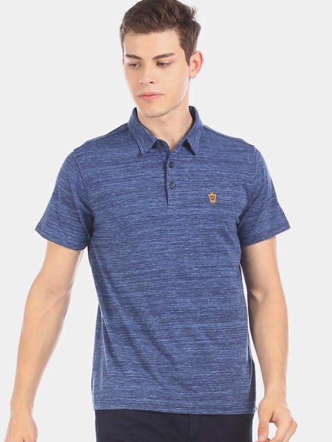 True Blue Men Navy Blue Solid Polo Collar T-shirt