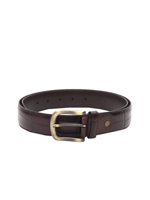 Da Milano Men Brown Textured Leather Belt