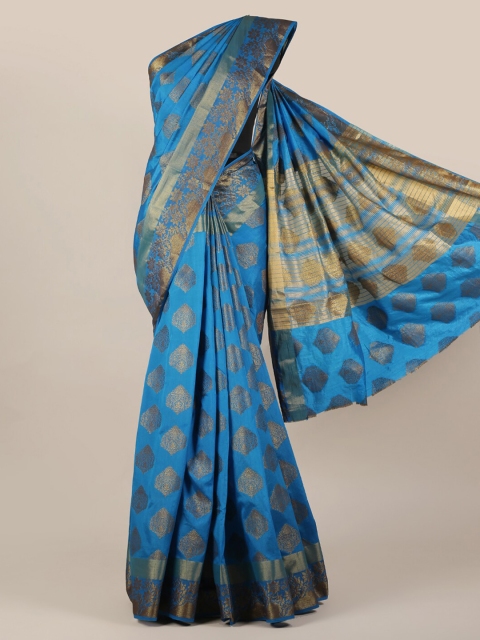 Pothys Blue Woven Design Jute Silk Saree