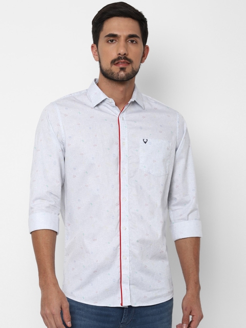 Allen Solly Men White Slim Fit Printed Casual Shirt