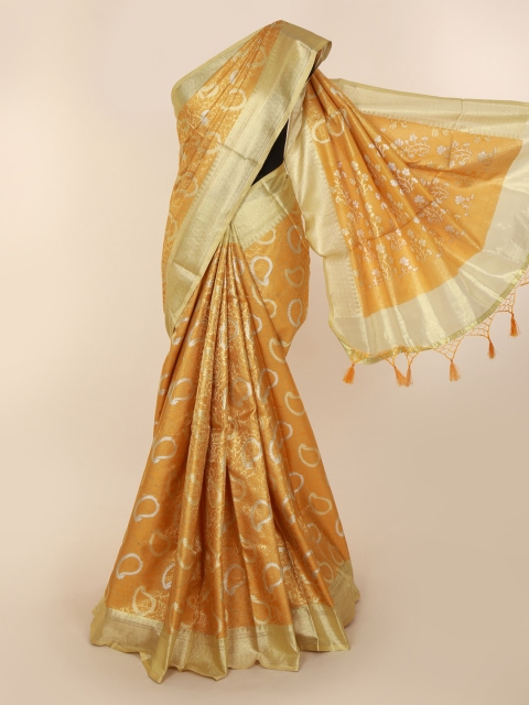Pothys Yellow Art Silk Woven Design Banarasi Saree