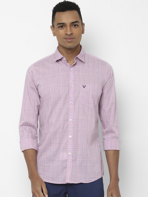 Allen Solly Men Pink & Blue Slim Fit Checked Casual Shirt
