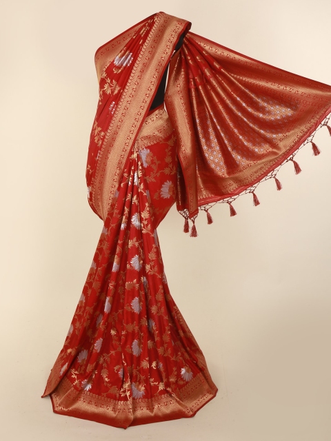 Pothys Maroon Art Silk Checked Banarasi Saree