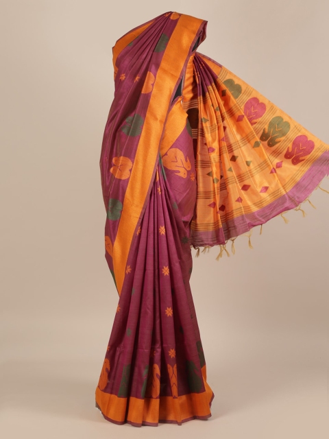 Pothys Burgundy Woven Design Saree