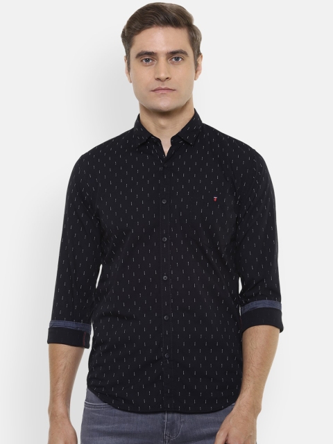Louis Philippe Jeans Men Navy Blue Slim Fit Printed Casual Shirt