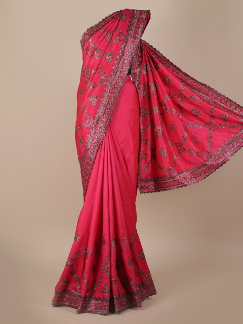 Pothys Pink Embroidered Jute Silk Saree