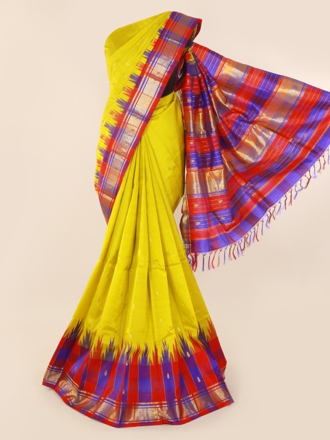 Pothys Yellow & Red Pure Silk Woven Design Kanjeevaram Saree