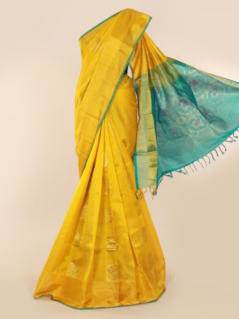 Pothys Yellow Woven Design Silk Cotton Sustainable Saree