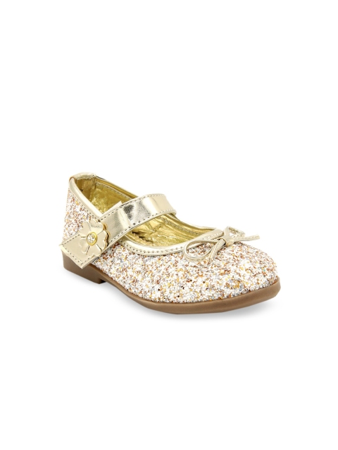 Jazzy Juniors Girls Gold-Toned Slip-On Sneakers