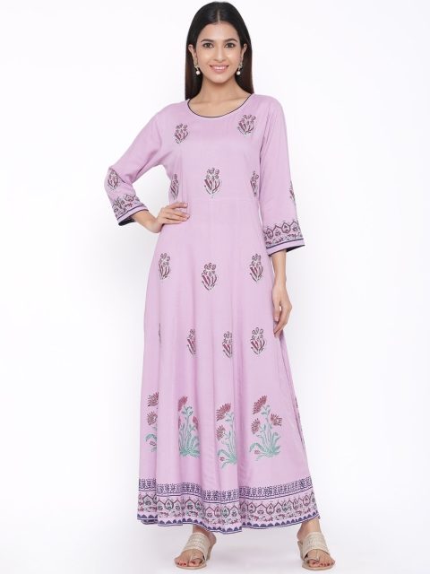 WomenMagic Women Pink Embellished Anarkali Kurta