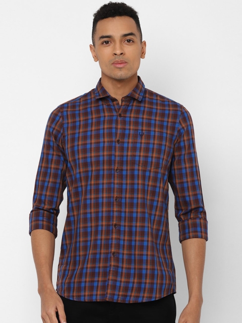 Solly Jeans Co. Men Blue & Orange Regular Fit Checked Casual Shirt