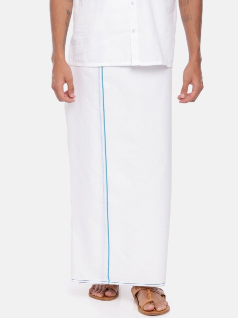 UATHAYAM Men White Solid Dhoti