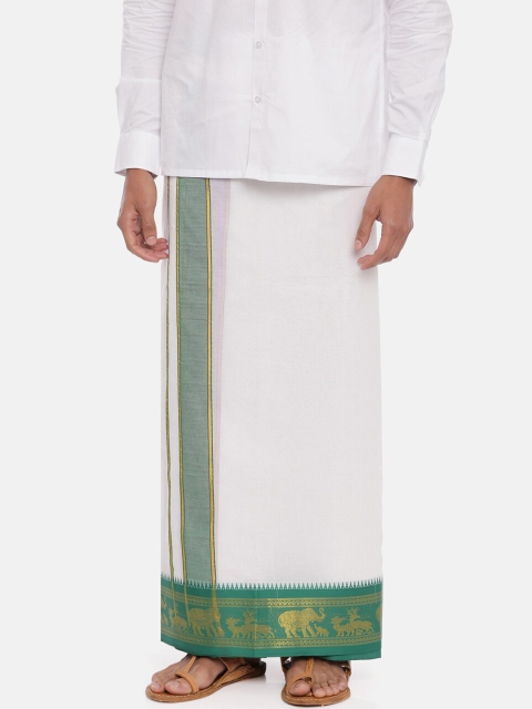UATHAYAM Men White Solid Dhoti