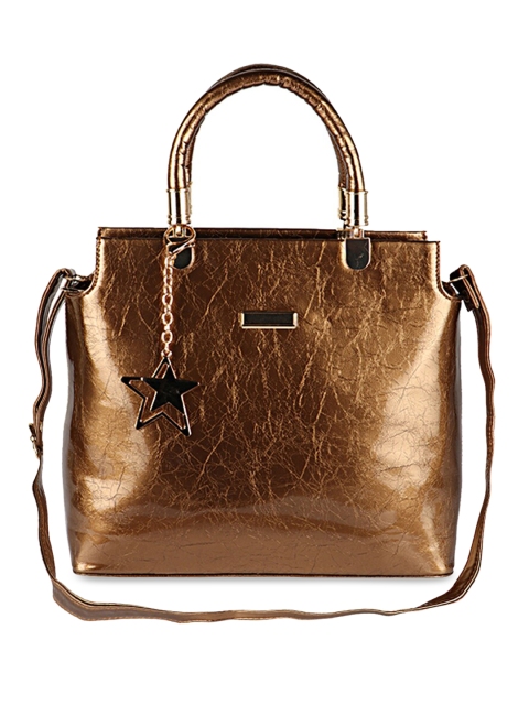 Shoetopia Copper-Toned Textured Handheld Bag