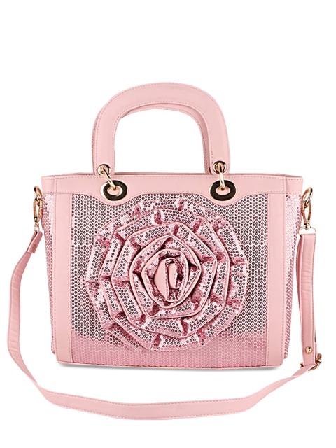 Shoetopia Pink Self Design Handheld Bag