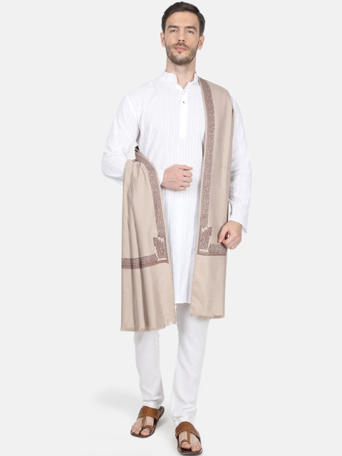 Monte Carlo Men Beige Solid Shawl