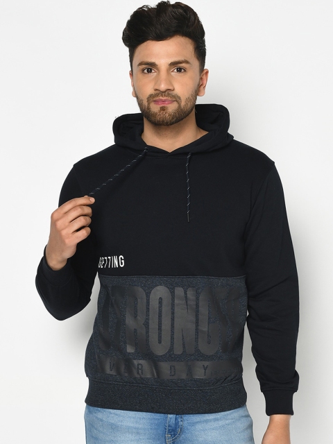 Octave Men Grey Printed Hooded Sweatshirt