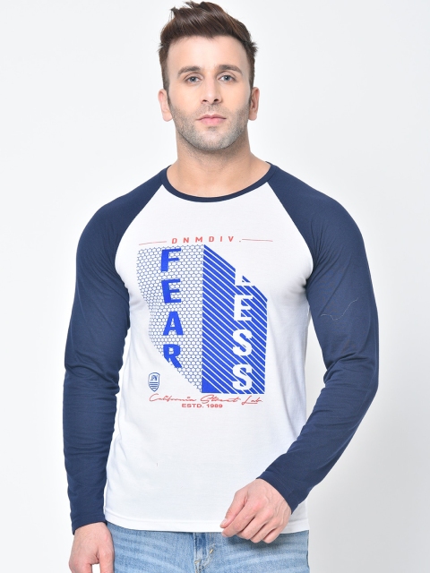 Chkokko Men White Printed Round Neck T-shirt