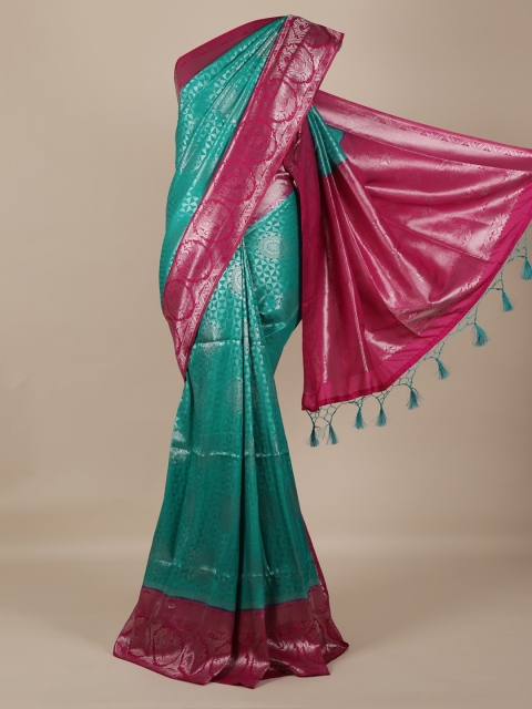 Pothys Green & Pink Jute Silk Woven Design Saree