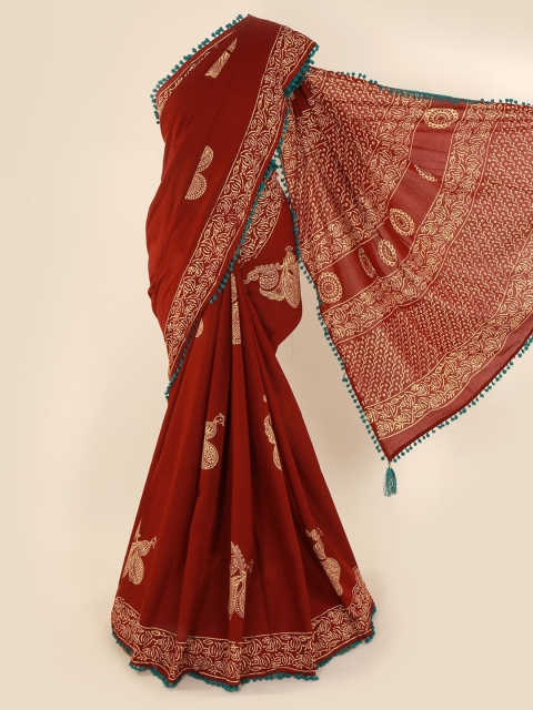 Pothys Maroon Printed Pure Cotton Saree