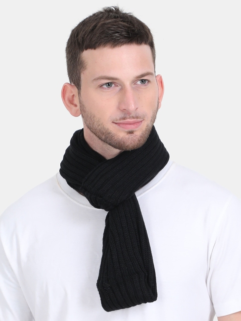 FabSeasons Unisex Black Self-Design Muffler
