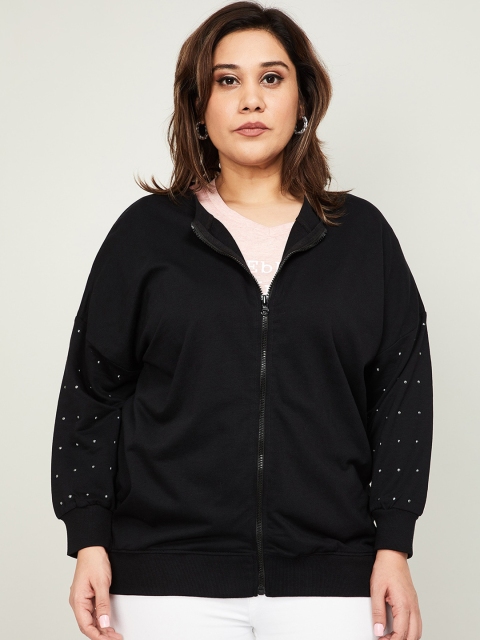 nexus Women Black Solid Sweatshirt